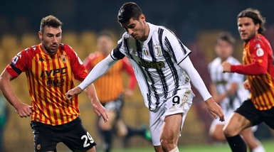 Benevento-Juve 1-1: Morata gol ed espulsione finale, Pirlo pareggia ancora