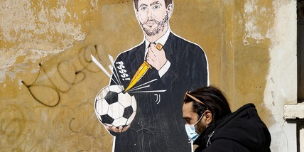 Superlega, Agnelli che buca il pallone diventa un murales