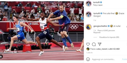 Tortu scherza sui social con Chiellini che risponde divertito