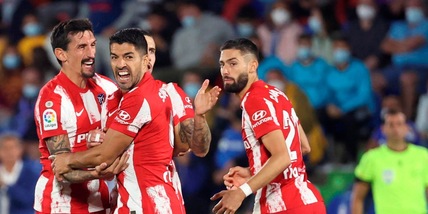 Suarez trascina l'Atletico Madrid: doppietta e 2-1 al Getafe