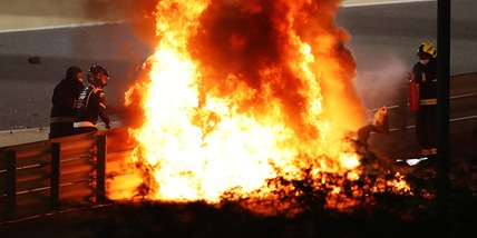 F1: Grosjean e la torta per l'anniversario dell'incidente in Bahrain