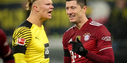 Lewandowski batte Haaland: 3-2 del Bayern. Schick, che poker