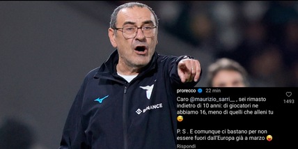 Sarri-Pro Recco, lo sfottò: "Indietro di 10 anni, Lazio fuori dall'Europa”