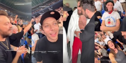 Valentino Rossi, Pecco Bagnaia, Lucio Corsi e Cremonini insieme: l'incontro è virale