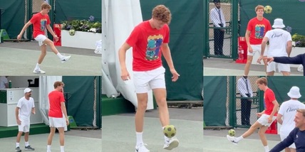 Palleggi e fantasia: Sinner si allena con Vagnozzi giocando a...calcio