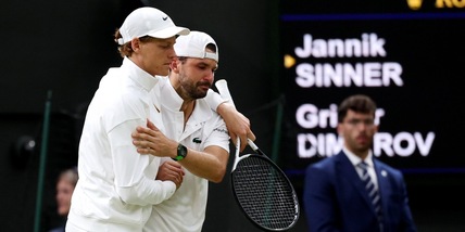 Sinner ai quarti dopo il ritiro di Dimitrov: Grigor avanti 2 set a 0 ma va ko, Jannik lo consola!