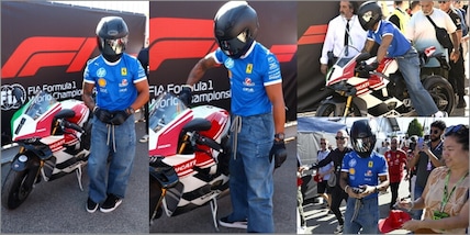 Da quattro a due ruote: Hamilton a Monza in sella alla Ducati