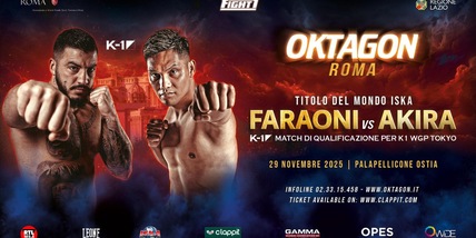 Oktagon Roma 2025: match clou Faraoni vs Akira Jr. per la cintura dei massimi di kickboxing