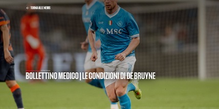 Napoli, che botta: De Bruyne out 3-4 mesi
