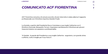 Fiorentina, è addio con il ds Pradè