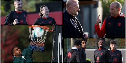 Allegri a colloquio con Tare, Maignan gioca a basket: il Milan si allena così