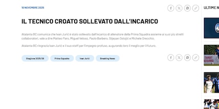 Atalanta, ufficiale: Ivan Juric è stato esonerato