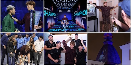 Dal cagnolino di Laila alla pioggia di Asti Spumante: Sinner festeggia e finisce anche sulla Mole