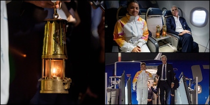 Paolini e Malagò con la fiamma olimpica: emozione e sorrisi all’arrivo in Italia