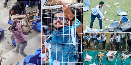 Sedie staccate, bottiglie lanciate, campo preso d’assalto: Messi, le immagini dall’India sono incredibili