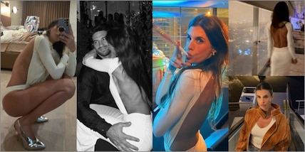 Elisabetta Canalis, il look 'vedo non vedo' e la palpatina del fidanzato