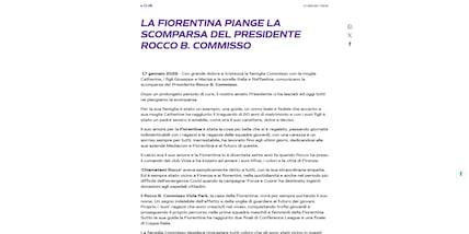 Fiorentina, è morto il presidente Commisso