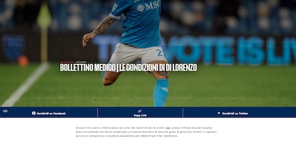 Napoli: Di Lorenzo trauma distorsivo al ginocchio, out 6-8 settimane