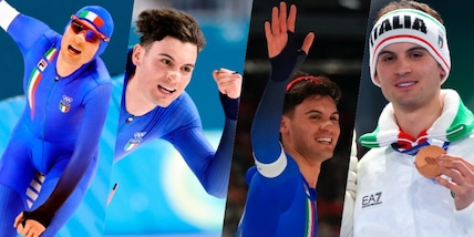 Tutta la gioia di Lorello: medaglia di bronzo nei 5000m di pattinaggio in velocità