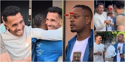 Tevez-Evra, è reunion Juve: l'incontro tra risate e abbracci scatena la nostalgia