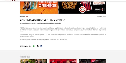 Milan, Modric operato: stagione finita, mirino sul Mondiale