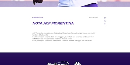 Fiorentina, Kean out anche con la Roma