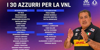 Il CT De Giorgi ha ufficializzato i 30 per la VNL