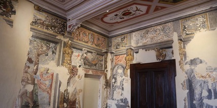 Casa Leopardi a Recanati, scoperto affresco databile tra '500 e '600 nella Biblioteca