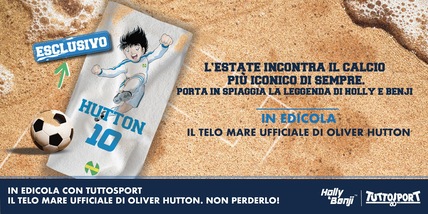 Il telo mare ufficiale di Oliver Hutton è in edicola con Tuttosport
