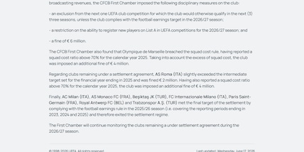 L'Uefa multa la Roma: superati due parametri del Settlement Agreement