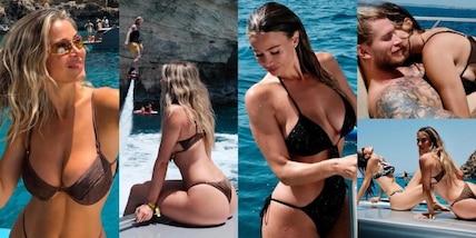 Diletta Leotta scatenata a Ibiza: tintarella, tuffi e abbracci hot con Karius