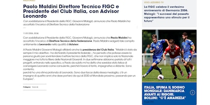 Ufficiale, Italia: Paolo Maldini direttore tecnico e presidente del Club Italia, Leonardo advisor