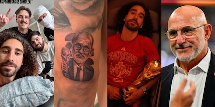 Cucurella, promessa mantenuta: tatuaggio Mondiale con De la Fuente e la Coppa vinta con la Spagna