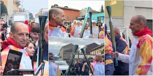 Allegri come non l’hai mai visto: tedoforo con il cuore diviso tra Milan e… Juve
