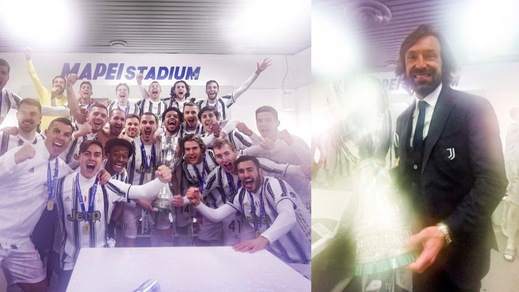 Supercoppa alla Juve, grande festa negli spogliatoi: festeggia anche Pirlo