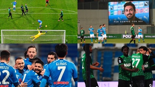 Sassuolo-Napoli show: 3-3 al 95' con due rigori nel ricordo di Astori
