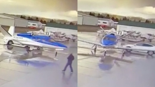 Richiama la Tesla a sé ma finisce contro un jet da 3 milioni! VIDEO