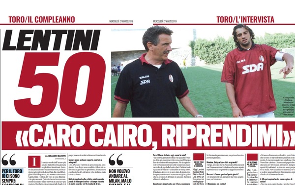 Torino, Lentini compie 50 anni: «Caro Cairo, riprendimi»