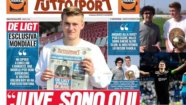 Intervista a De Ligt: «Il mio futuro lo decide Raiola. Ci sono Juve e altri club ma ora l'Ajax»