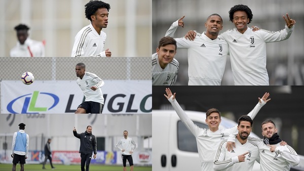 Juve, quanti sorrisi alla Continassa: Douglas Costa e Cuadrado vogliono esserci per la volata finale