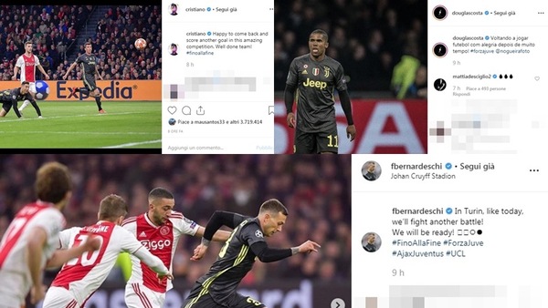 Juve, le reazioni social dei giocatori dopo l'1-1 con l'Ajax