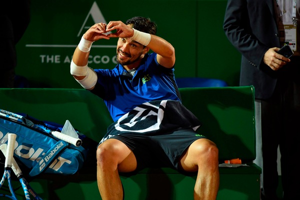 Fognini vince e fa il romantico, manda un cuore alla sua Flavia
