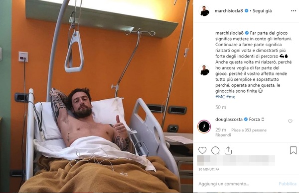 Marchisio di nuovo ko, operato al ginocchio: «Mi rialzerò ancora»