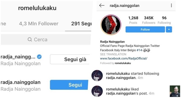 Inter, Lukaku inizia a seguire Nainggolan su Instagram
