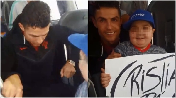 Cristiano Ronaldo cuore d'oro: ferma il pullman e abbraccia il bambino