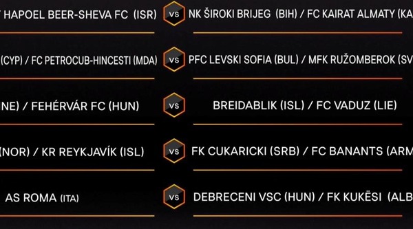 Europa League, Roma contro la vincente tra Debrecen e Kukësi
