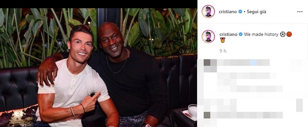 Cristiano Ronaldo, foto con Michael Jordan: "Noi abbiamo fatto la storia"