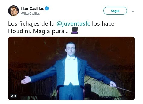 Casillas, il post social: "Gli acquisti della Juve sono magia pura"