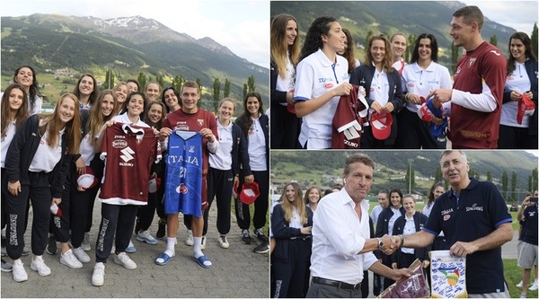 Belotti regala la maglia del Torino alle ragazze della Nazionale U20 di basket