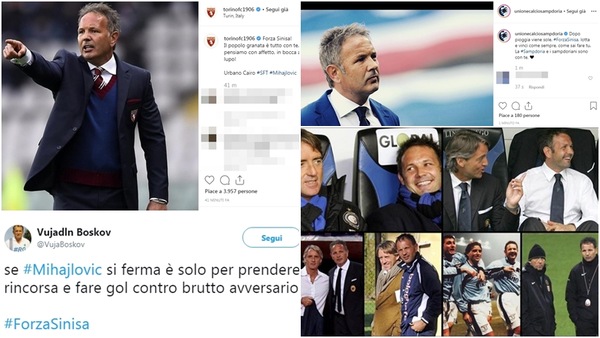 Mihajlovic, l'affetto sui social: il mondo del calcio è con Sinisa